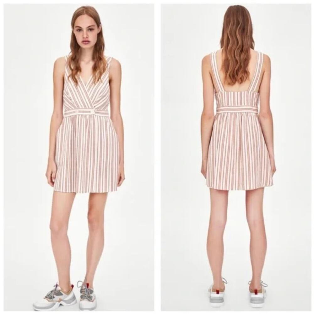 Zara Striped Short Summer Dress Sleeveless Size Medium
